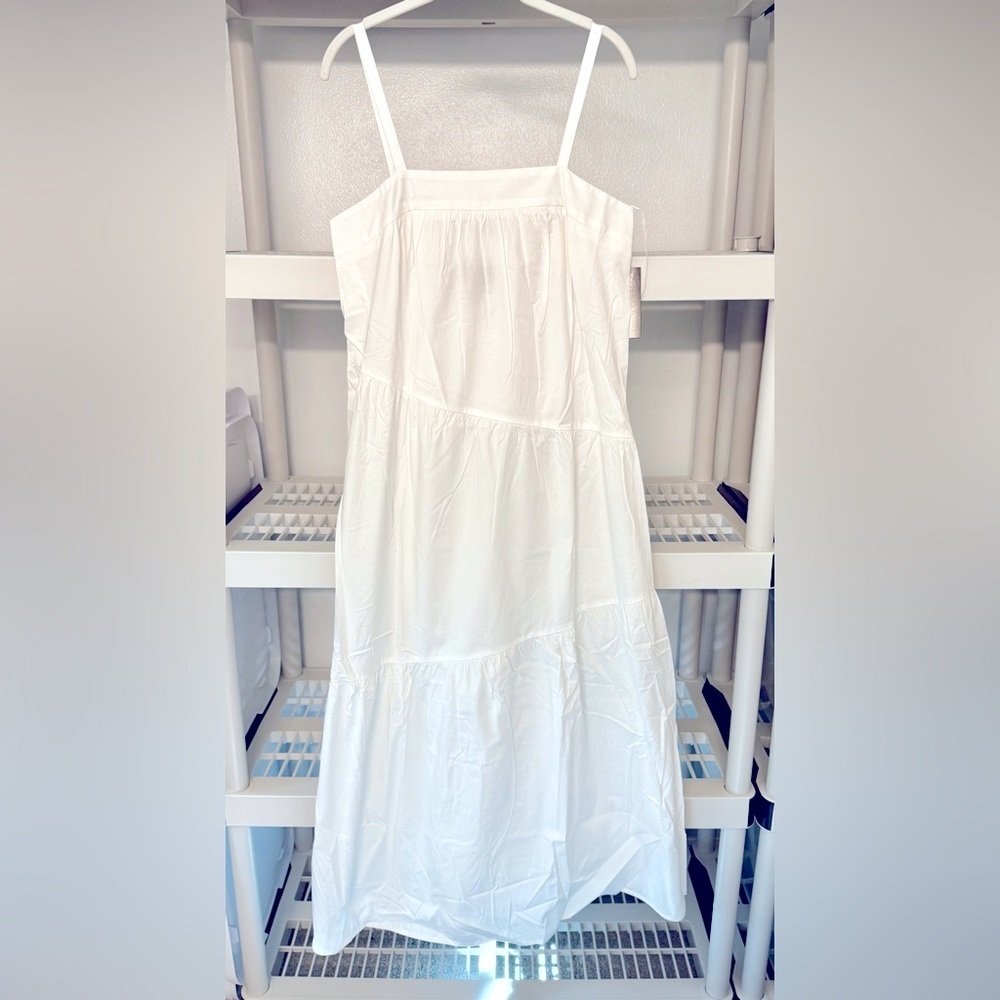 NWT Donna Morgan White Tiered Stretch Cotton Maxi Sundress Sz‎ 10